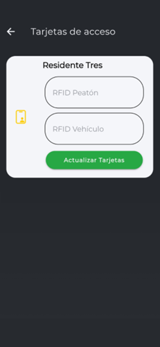 pantalla listado rfid