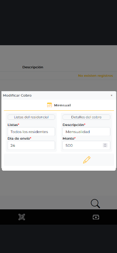 Pantalla cobros automaticos